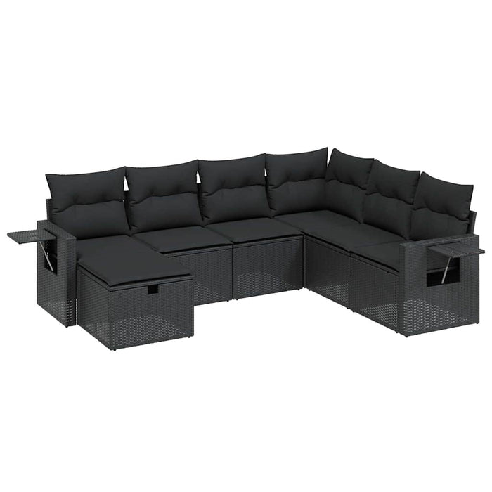 Set canapele de grădină cu perne, 7 piese, negru, poliratan - WALTI WALTI