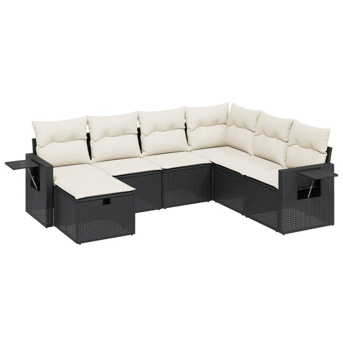 Set canapele de grădină cu perne, 7 piese, negru, poliratan - WALTI WALTI