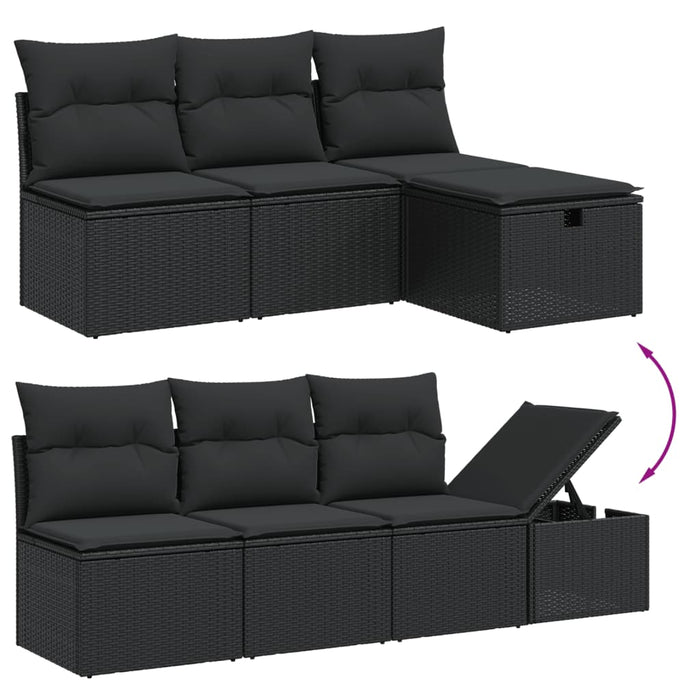 Set mobilier de grădină cu perne, 8 piese, negru, poliratan - WALTI WALTI