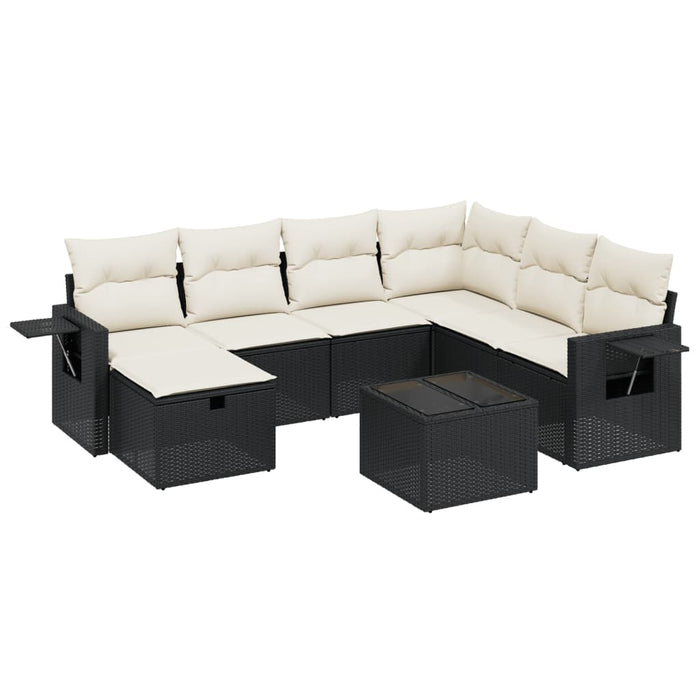 Set mobilier de grădină cu perne, 8 piese, negru, poliratan - WALTI WALTI