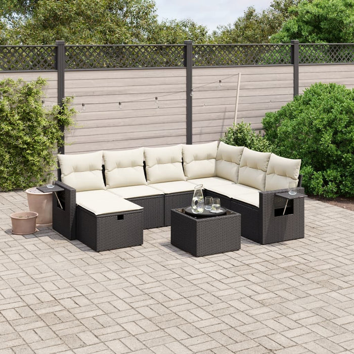 Set mobilier de grădină cu perne, 8 piese, negru, poliratan - WALTI WALTI