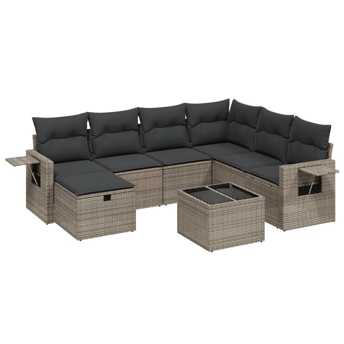 Set canapele de grădină cu perne, 8 piese, gri, poliratan WALTI