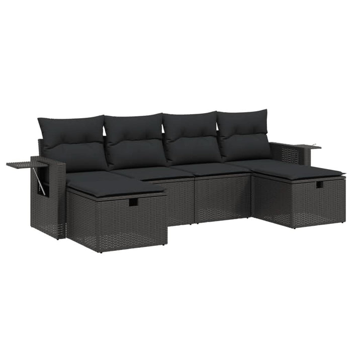 Set mobilier de grădină cu perne, 6 piese, negru, poliratan - WALTI WALTI