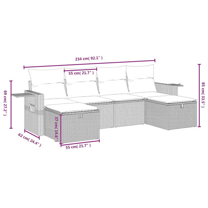 Set mobilier de grădină cu perne, 6 piese, negru, poliratan - WALTI WALTI