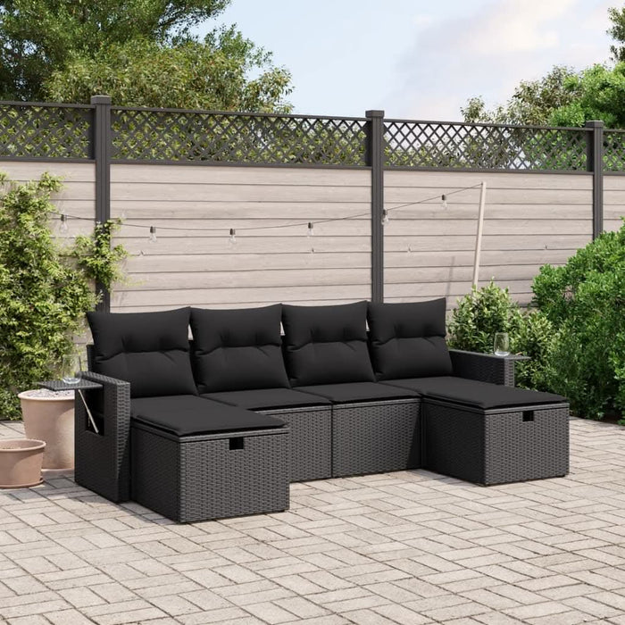Set mobilier de grădină cu perne, 6 piese, negru, poliratan - WALTI WALTI