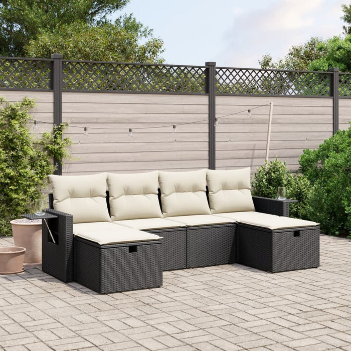Set mobilier de grădină cu perne, 6 piese, negru, poliratan - WALTI WALTI