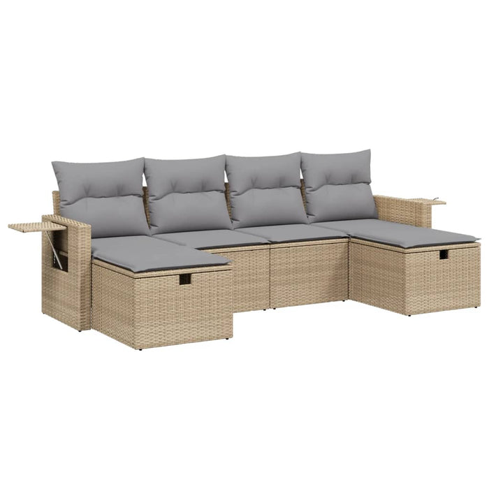 Set canapele de grădină, 6 piese, cu perne, bej, poliratan - WALTI WALTI
