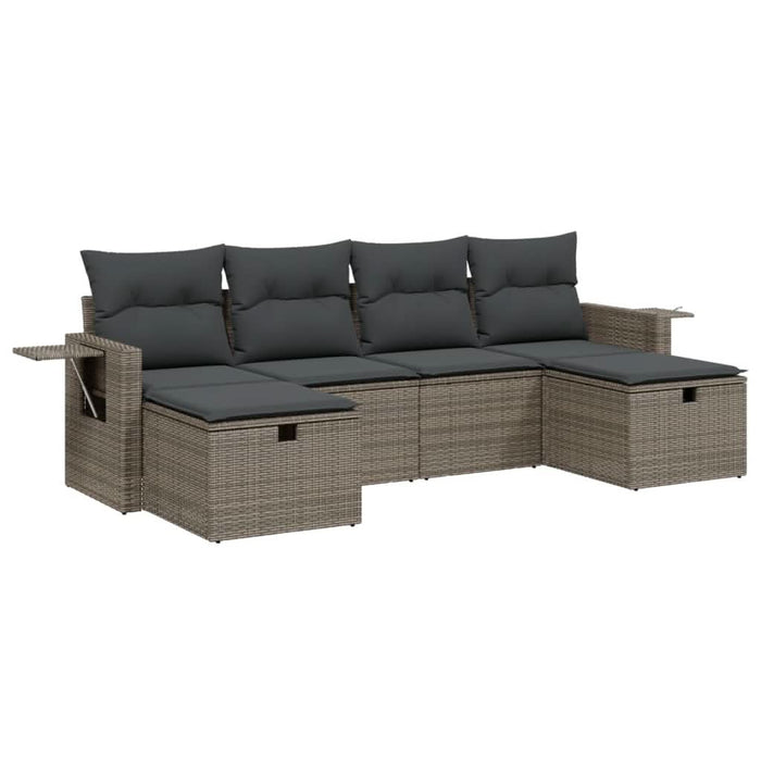 Set mobilier grădină cu perne, 6 piese, gri, poliratan - WALTI WALTI