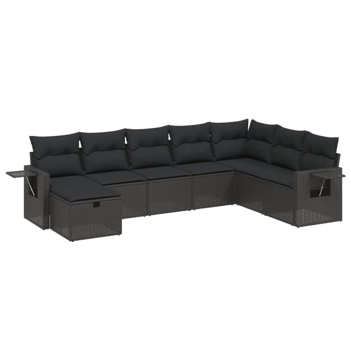 Set mobilier de grădină cu perne, 8 piese, negru, poliratan - WALTI WALTI