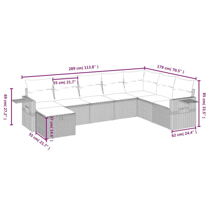 Set mobilier de grădină cu perne, 8 piese, negru, poliratan - WALTI WALTI