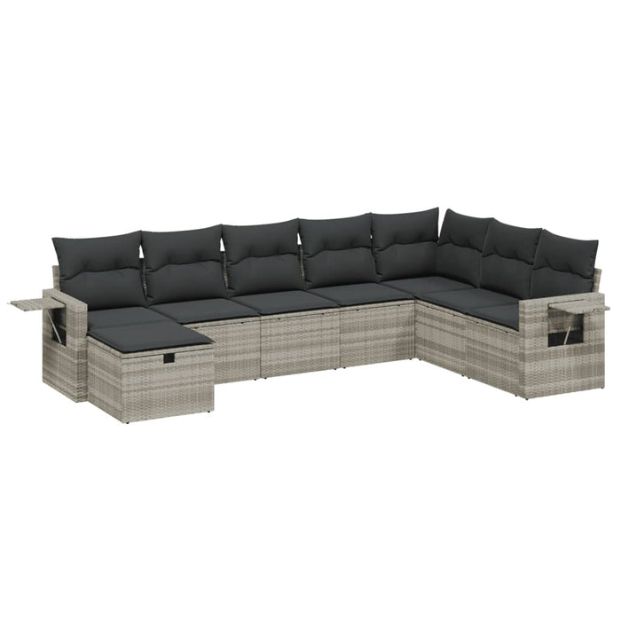 Set mobilier de grădină cu perne, 8 piese gri deschis poliratan WALTI