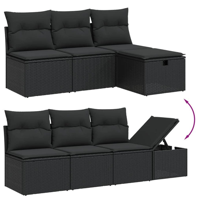 Set mobilier de grădină cu perne, 9 piese, negru, poliratan - WALTI WALTI
