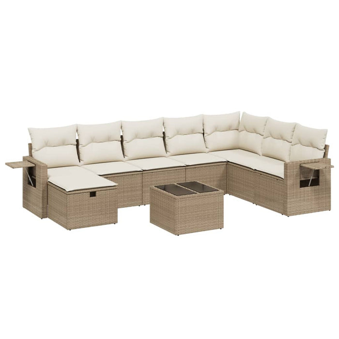 Set canapele de grădină, 9 piese, cu perne, bej, poliratan - WALTI WALTI
