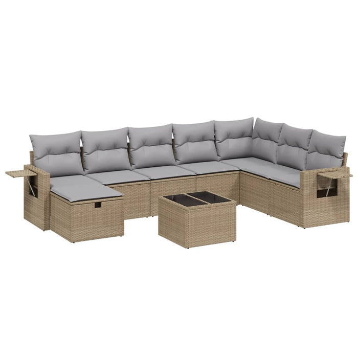 Set canapele de grădină, 9 piese, cu perne, bej, poliratan - WALTI WALTI
