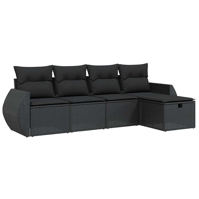 Set mobilier de grădină cu perne, 5 piese, negru, poliratan - WALTI WALTI