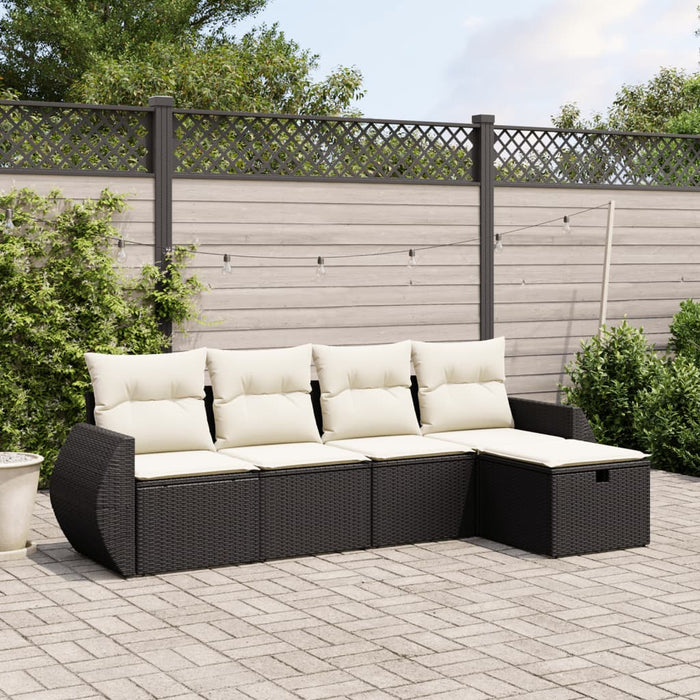 Set mobilier de grădină cu perne, 5 piese, negru, poliratan - WALTI WALTI