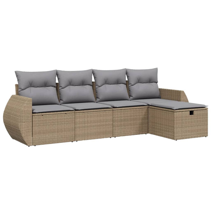 Set canapele de grădină, 5 piese, cu perne, bej, poliratan - WALTI WALTI