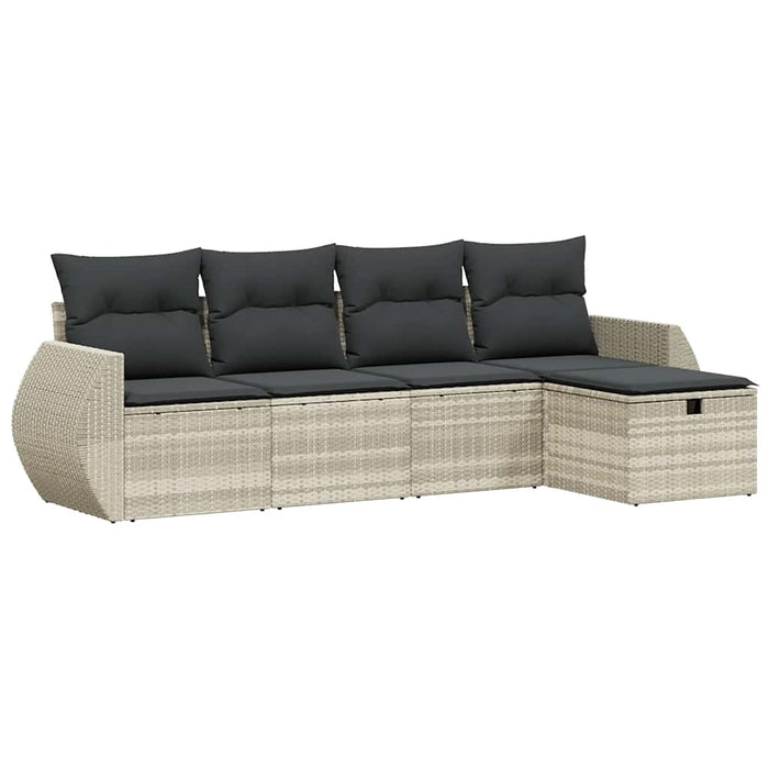 Set canapele de grădină cu perne, 5 piese gri deschis poliratan WALTI