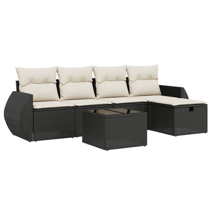Set mobilier de grădină cu perne, 6 piese, negru, poliratan - WALTI WALTI