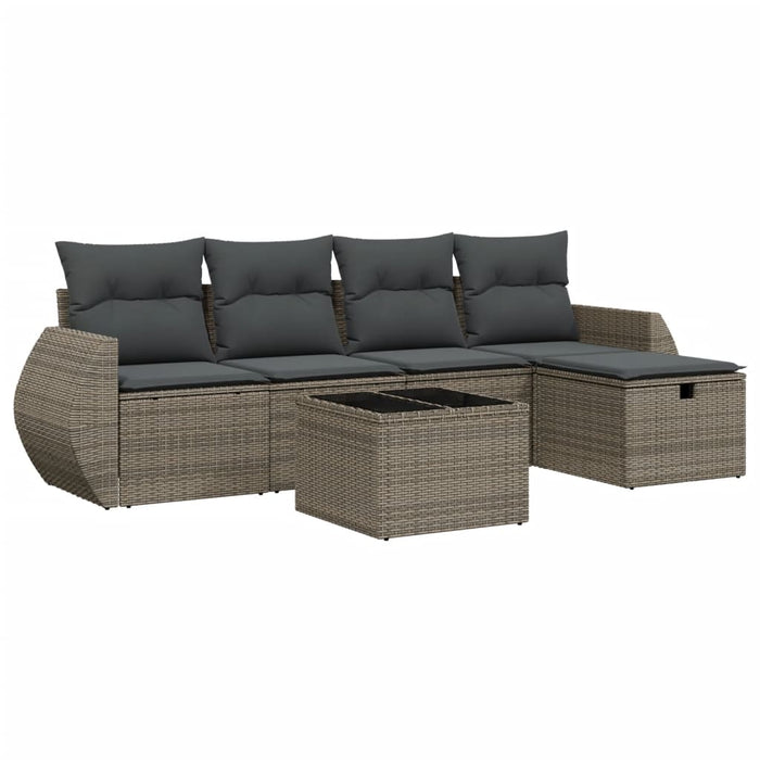 Set mobilier grădină cu perne, 6 piese, gri, poliratan WALTI