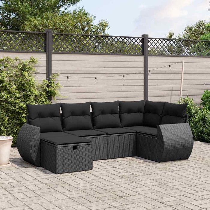Set mobilier de grădină cu perne, 6 piese, negru, poliratan - WALTI WALTI