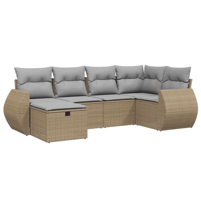 Set canapele de grădină, 6 piese, cu perne, bej, poliratan WALTI