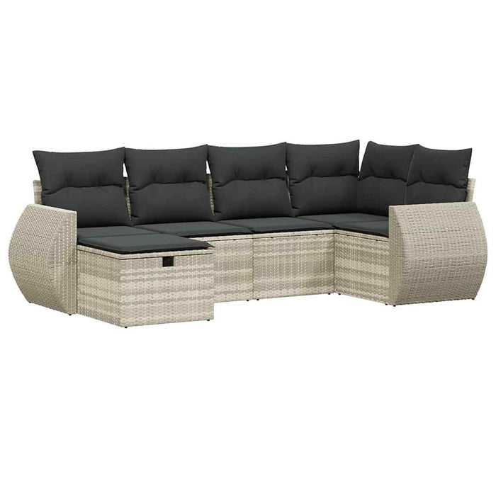Set canapele de grădină cu perne, 6 piese gri deschis poliratan WALTI