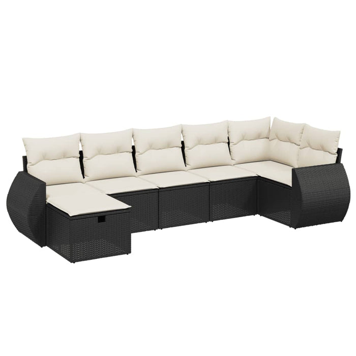 Set canapele de grădină cu perne, 7 piese, negru, poliratan - WALTI WALTI