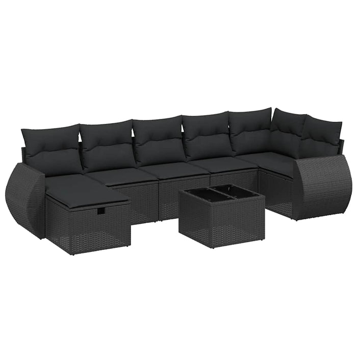 Set mobilier de grădină cu perne, 8 piese, negru, poliratan - WALTI WALTI