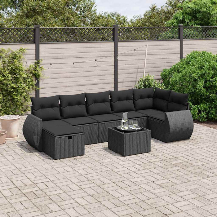 Set mobilier de grădină cu perne, 8 piese, negru, poliratan - WALTI WALTI