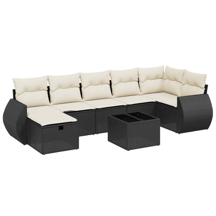 Set mobilier de grădină cu perne, 8 piese, negru, poliratan - WALTI WALTI