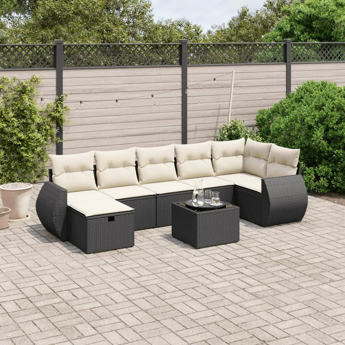 Set mobilier de grădină cu perne, 8 piese, negru, poliratan - WALTI WALTI