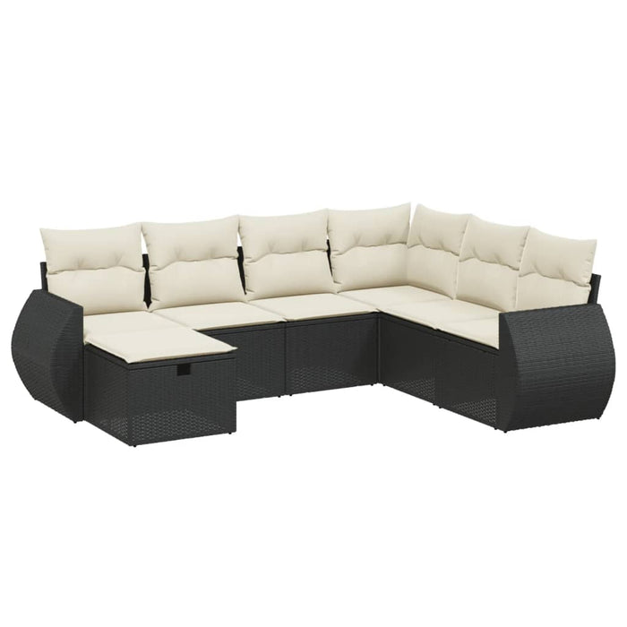 Set canapele de grădină cu perne, 7 piese, negru, poliratan - WALTI WALTI