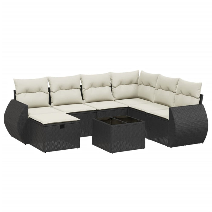 Set mobilier de grădină cu perne, 8 piese, negru, poliratan - WALTI WALTI