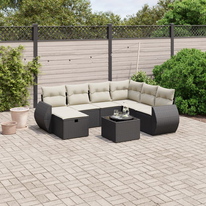 Set mobilier de grădină cu perne, 8 piese, negru, poliratan - WALTI WALTI