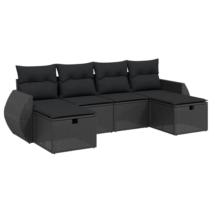 Set mobilier de grădină cu perne, 6 piese, negru, poliratan - WALTI WALTI