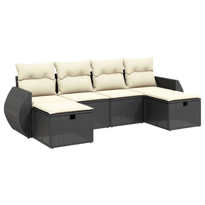 Set mobilier de grădină cu perne, 6 piese, negru, poliratan - WALTI WALTI