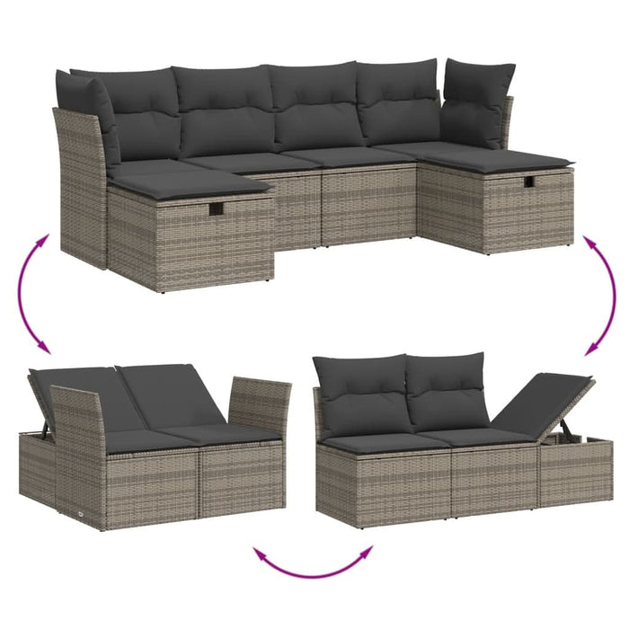 Set mobilier grădină cu perne, 6 piese, gri, poliratan - WALTI WALTI