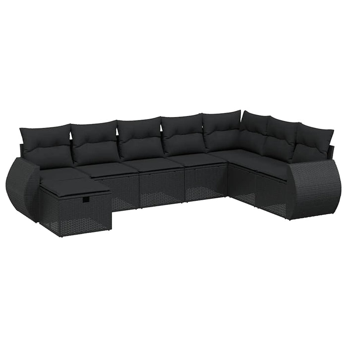 Set mobilier de grădină cu perne, 8 piese, negru, poliratan - WALTI WALTI