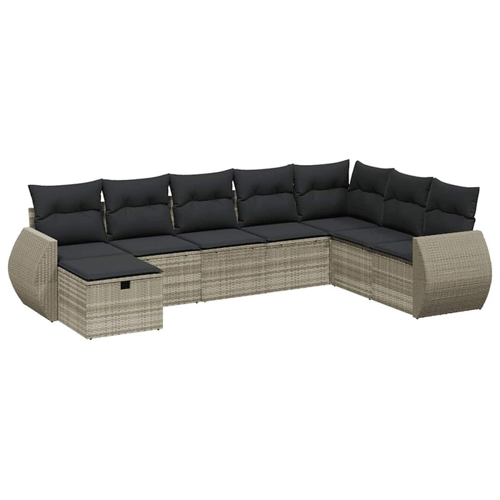 Set mobilier de grădină cu perne, 8 piese gri deschis poliratan WALTI