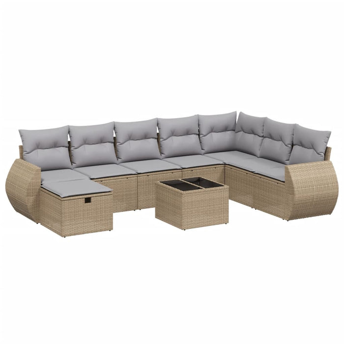 Set canapele de grădină, 9 piese, cu perne, bej, poliratan - WALTI WALTI