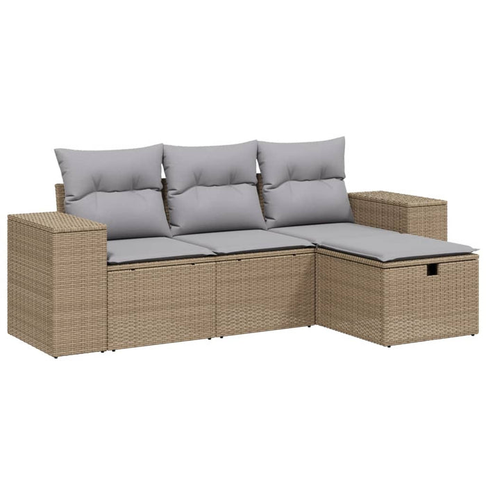 Set canapele de grădină, 4 piese, cu perne, mix bej, poliratan - WALTI WALTI