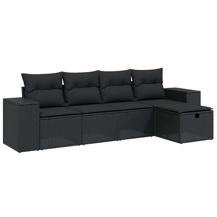 Set mobilier de grădină cu perne, 5 piese, negru, poliratan - WALTI WALTI