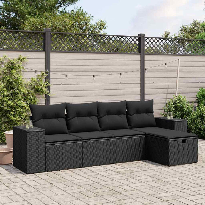 Set mobilier de grădină cu perne, 5 piese, negru, poliratan - WALTI WALTI
