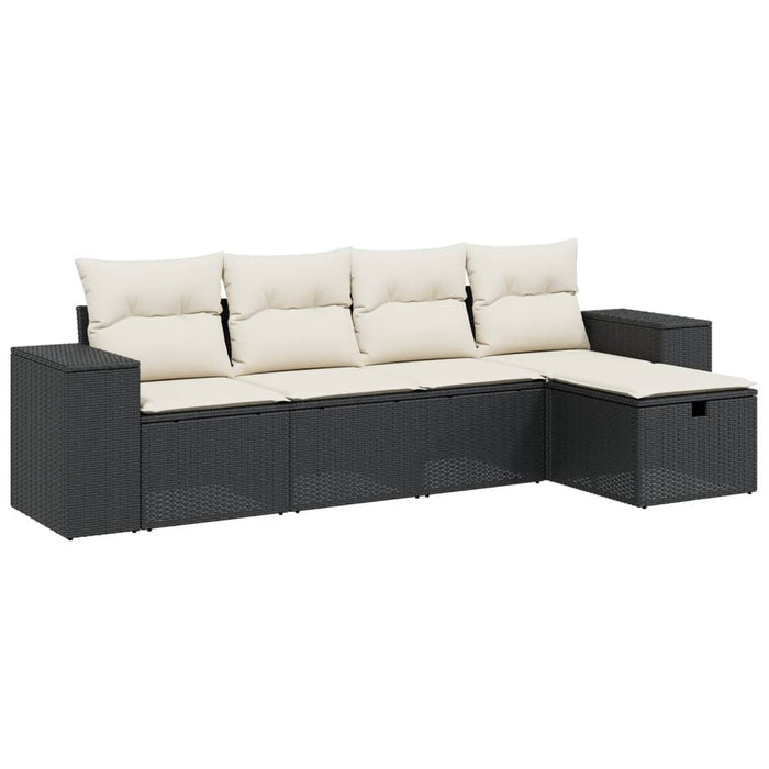 Set mobilier de grădină cu perne, 5 piese, negru, poliratan - WALTI WALTI