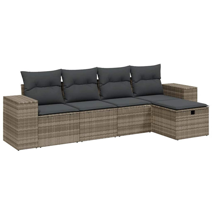 Set canapele de grădină cu perne, 5 piese gri deschis poliratan - WALTI WALTI