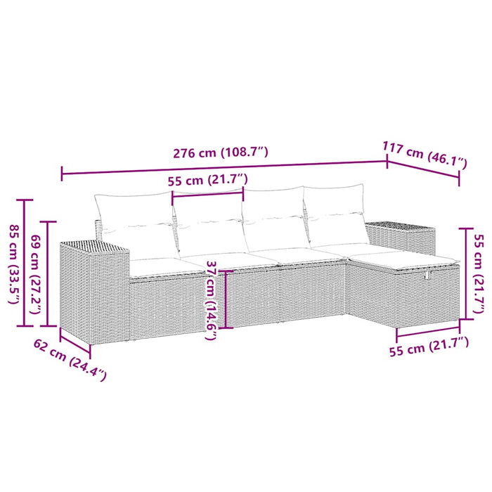 Set canapele de grădină cu perne, 5 piese gri deschis poliratan - WALTI WALTI