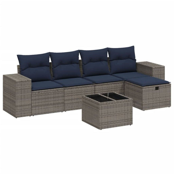 Set mobilier grădină cu perne, 6 piese, gri, poliratan - WALTI WALTI