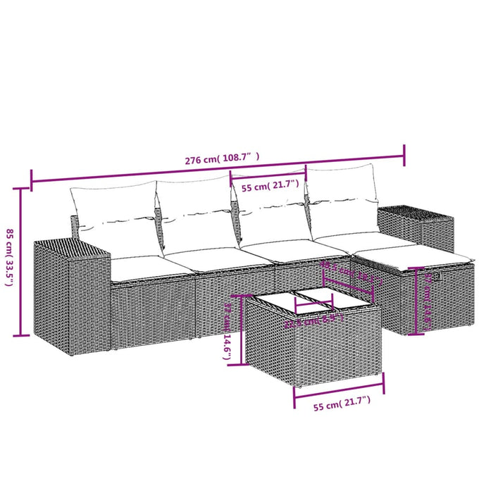 Set mobilier grădină cu perne, 6 piese, gri, poliratan WALTI