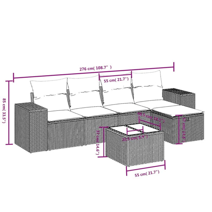 Set canapele de grădină cu perne, 6 piese gri deschis poliratan WALTI